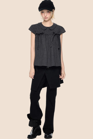 Plaid Tie Doll Collar T-Shirt Set-Up