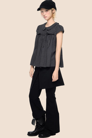Plaid Tie Doll Collar T-Shirt Set-Up