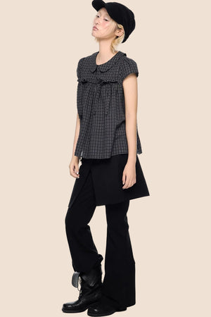 Plaid Tie Doll Collar T-Shirt Set-Up