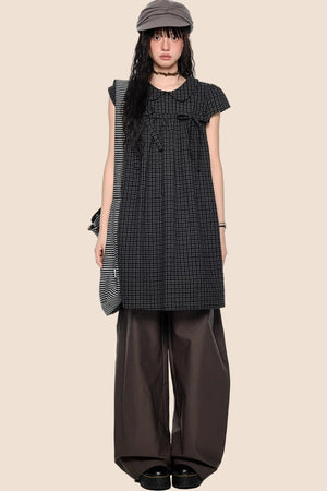 Plaid Tie Doll Collar T-Shirt Set-Up