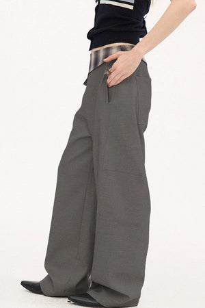 Plaid Tie-Waist Trousers