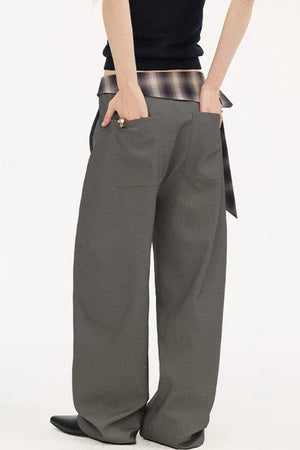 Plaid Tie-Waist Trousers