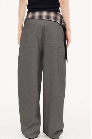 Plaid Tie-Waist Trousers