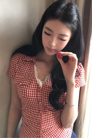 Plaid Tie Waist Versatile Shirt