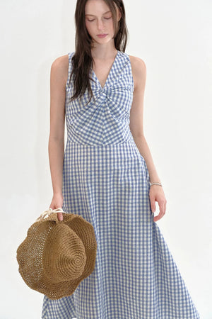 Plaid Twist V-Neck Dress
