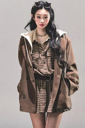 Plaid Two-Piece Winter Dress Set-Up