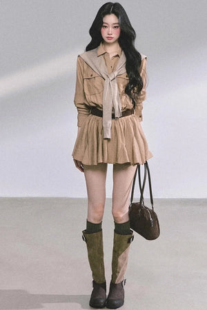 Plaid Two-Piece Winter Dress Set-Up