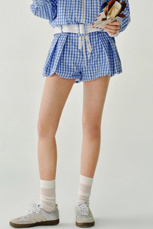 Plaid Versatile Contrasting A-Line Shorts