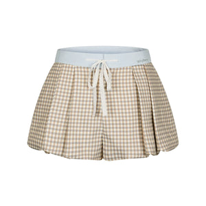 Plaid Versatile Contrasting A-Line Shorts