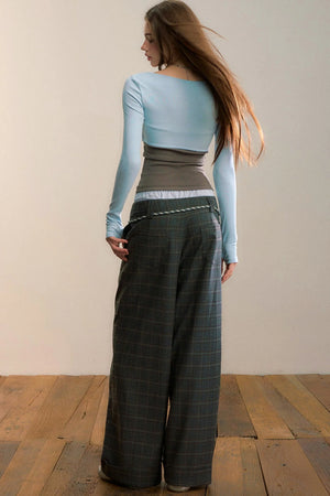 Plaid Wool-Blend Suit Pants