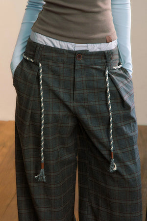 Plaid Wool-Blend Suit Pants