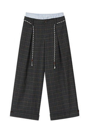 Plaid Wool-Blend Suit Pants