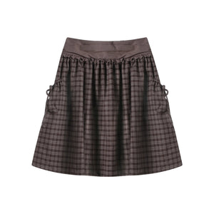 Plaid Woolen Midi Skirt