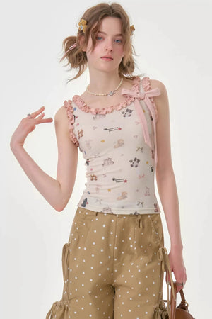 Playful Apricot Ruffled Camisole