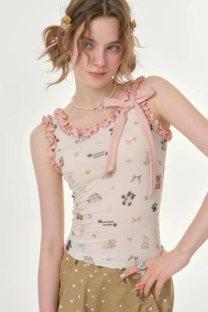 Playful Apricot Ruffled Camisole