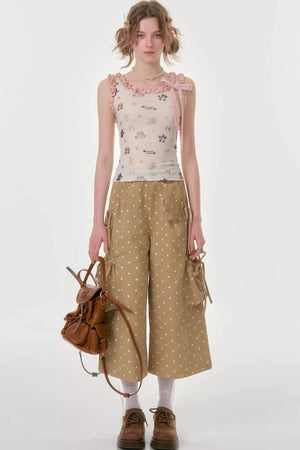 Playful Apricot Ruffled Camisole