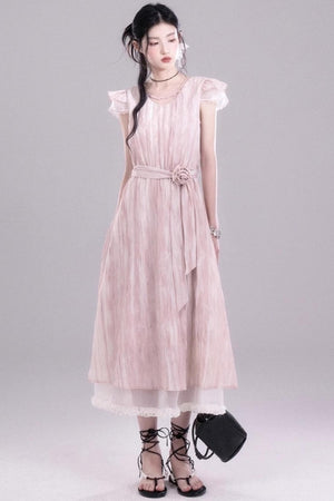 Pleat Detail Sleeve Dress