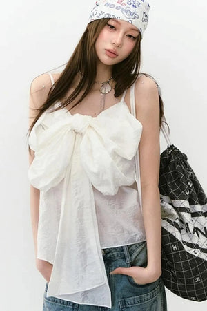 Pleated Bow Camisole Top