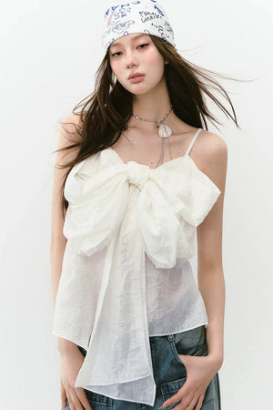 Pleated Bow Camisole Top