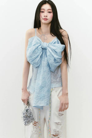 Pleated Bow Camisole Top