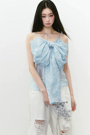 Pleated Bow Camisole Top