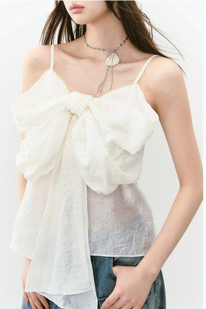 Pleated Bow Camisole Top