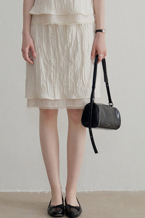 Pleated Bow Linen Vest Set-Up