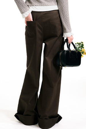 Pleated Brown Pants