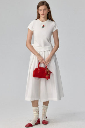 Pleated Cropped Wide-Leg Pants