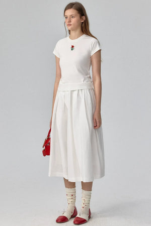 Pleated Cropped Wide-Leg Pants