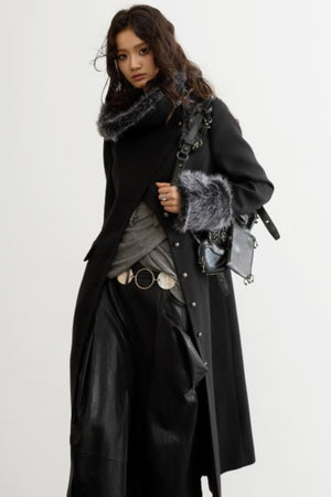 Pleated Faux Leather Wide-Leg Pants