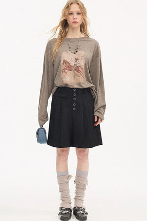 Pleated Gray Shorts