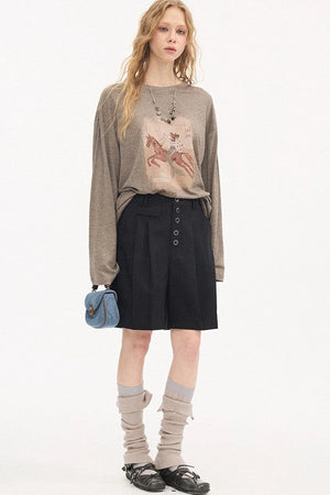 Pleated Gray Shorts