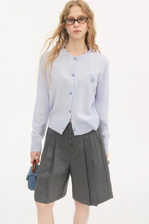 Pleated Gray Shorts