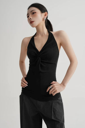 Pleated Halter Neck Top