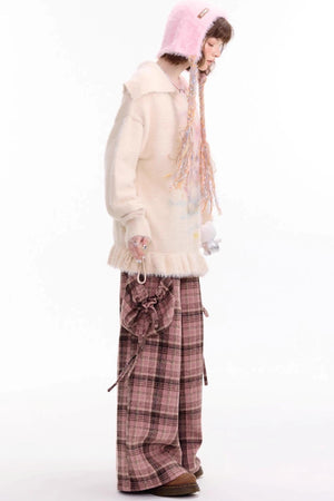Pleated Hem Drawstring Sweater