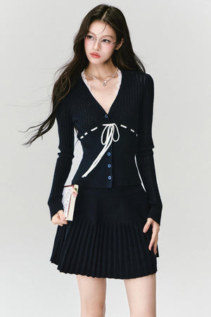 Pleated Knit Skirt & Top Set-Up
