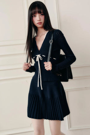 Pleated Knit Skirt & Top Set-Up