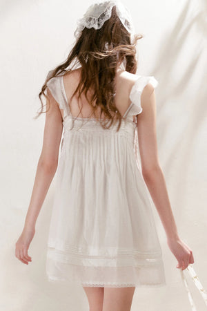 Pleated Lace A-Line Dress