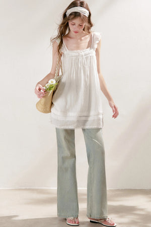 Pleated Lace A-Line Dress