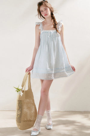 Pleated Lace A-Line Dress