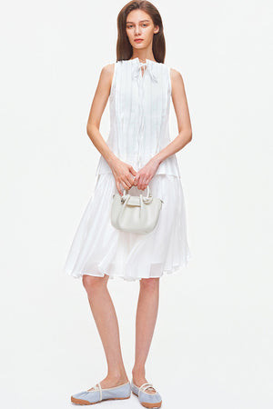 Pleated Linen Cotton Sleeveless Top