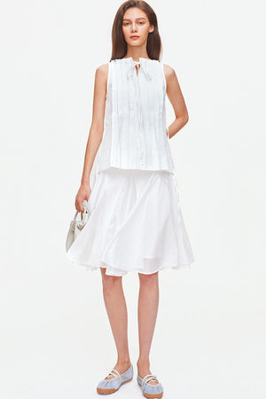 Pleated Linen Cotton Sleeveless Top