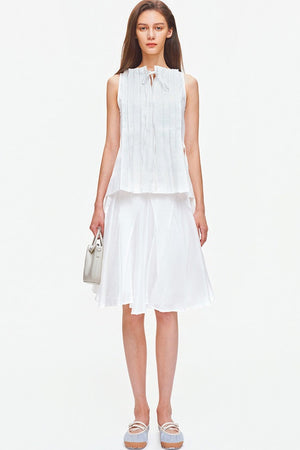 Pleated Linen Cotton Sleeveless Top