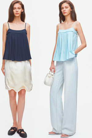 Pleated Lyocell Linen Camisole