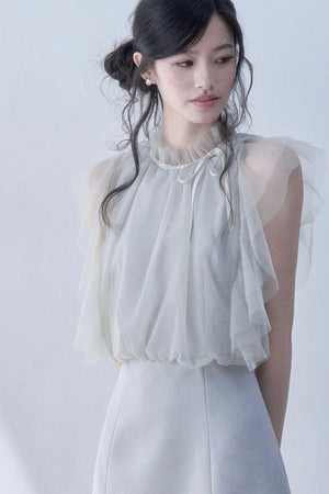 Pleated Mesh Patchwork Dress