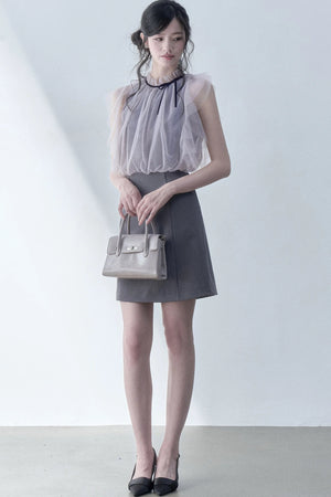 Pleated Mesh Patchwork Dress