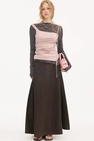Pleated Pocket Umbrella Skirt