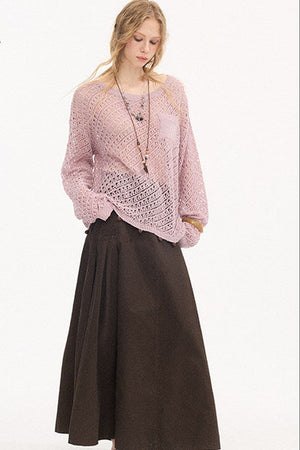 Pleated Pocket Umbrella Skirt