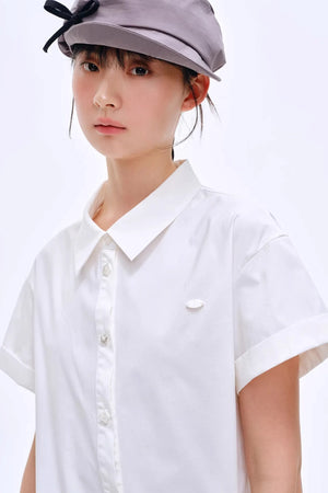Pleated Polo Collar Dress